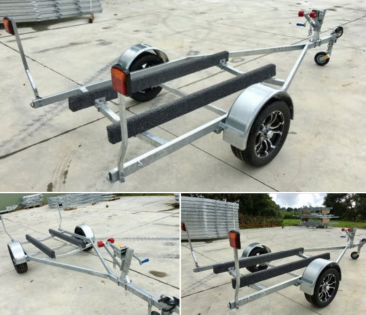 Makz Single axle jetski trailer with mags and windup jockey wheel