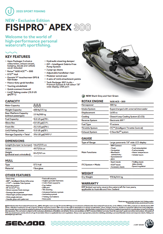2025 Seadoo Apex 300 with Audio IBR IDF