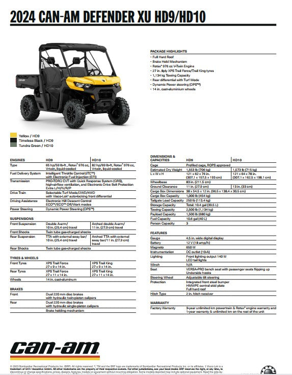 2024 Canam Defender XU HD9 (Tundra Green)